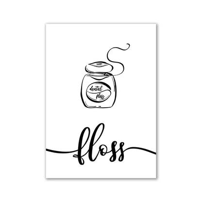 Minimalist Black White Stick Figure Laundry Canvas Art