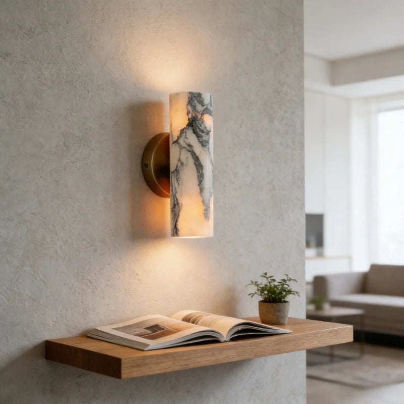 marble wall sconce, front view on white background