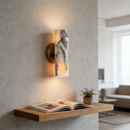 marble wall sconce, front view on white background