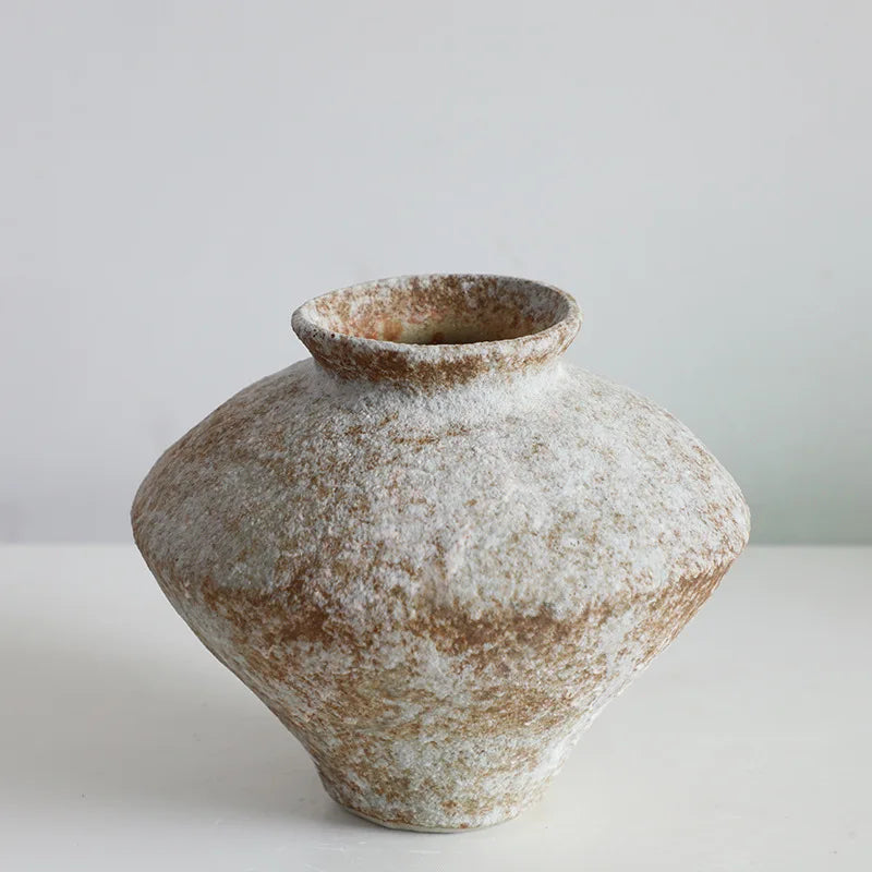 Retro Wabi Sabi coarse ceramic vase Zen dry flower arrangement