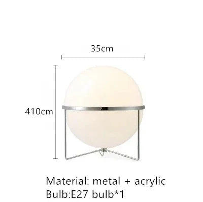 Chrome ball floor lamp overhead view showing acrylic shade from above