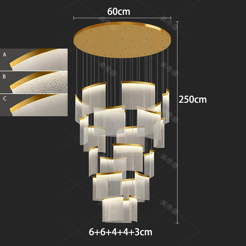 Gold iron frame carrying diffused acrylic chandelier heads