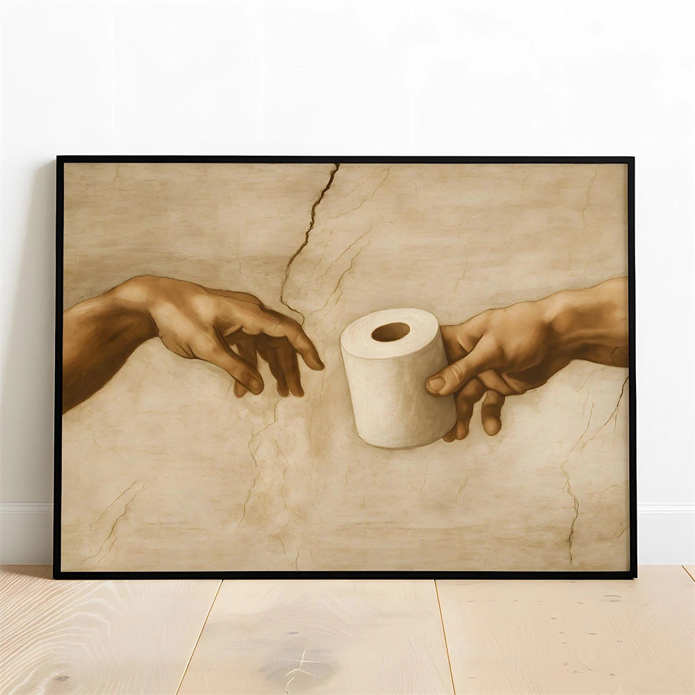 Altered Statue Humorous Bathroom Canvas Wall Art