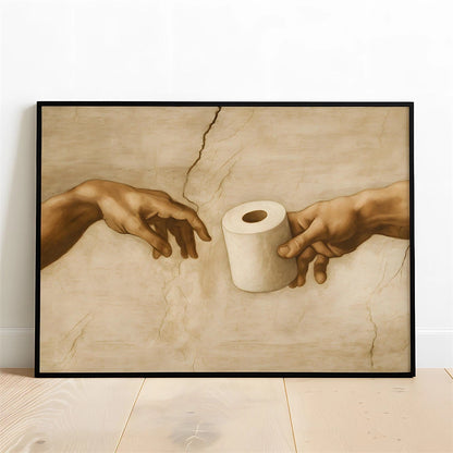 Altered Statue Humorous Bathroom Canvas Wall Art