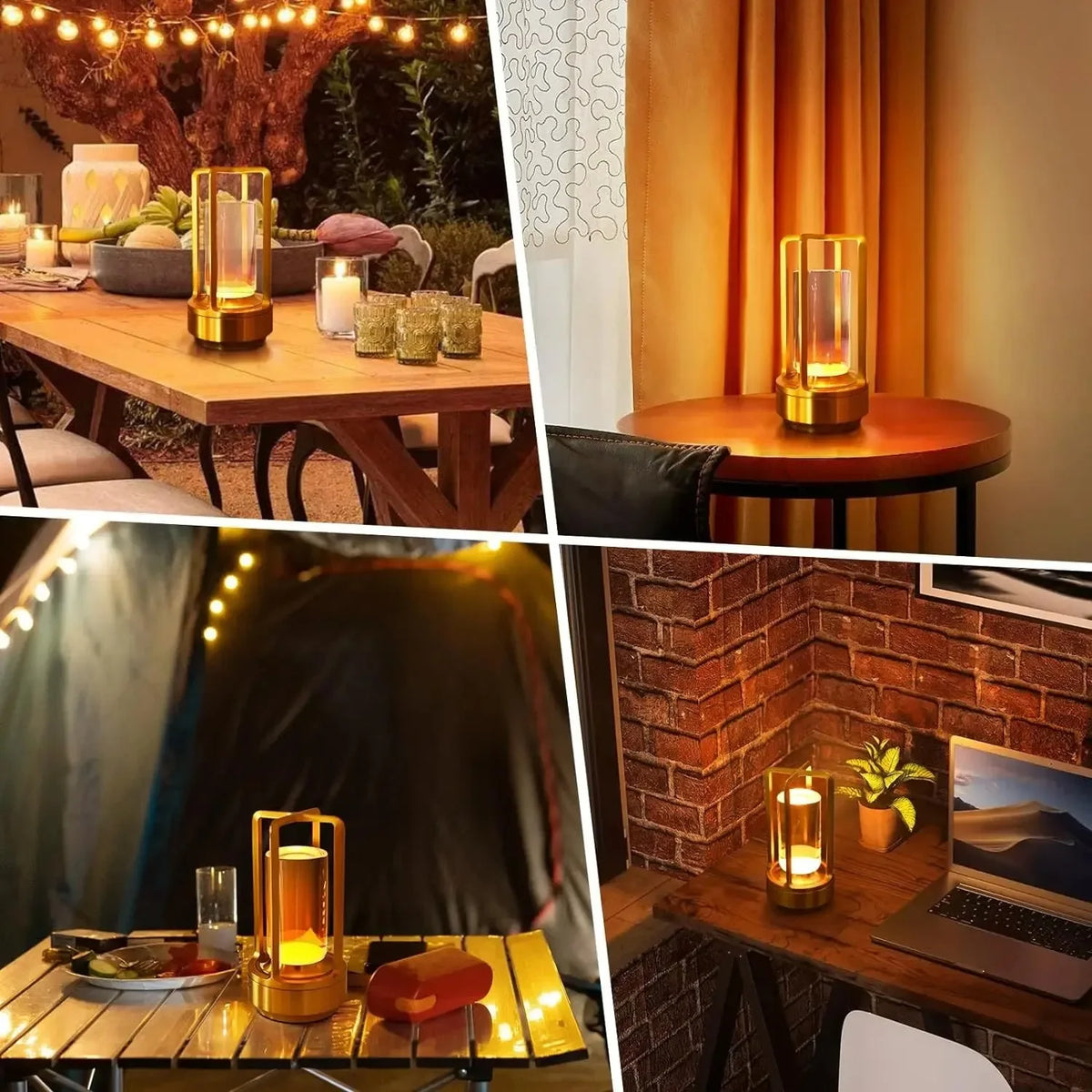 Three cordless night light color options displayed: gold, black, and silver