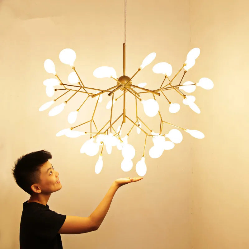 Metal tree branch chandelier with fine arms in polished chrome