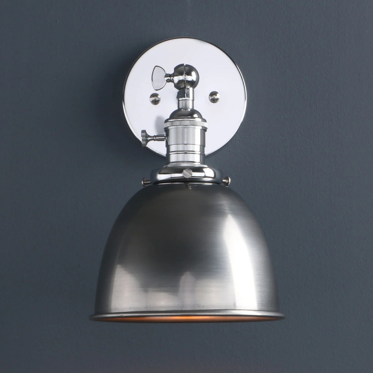 Matte Black Metal Dome Wall Sconce