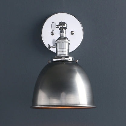 Matte Black Metal Dome Wall Sconce