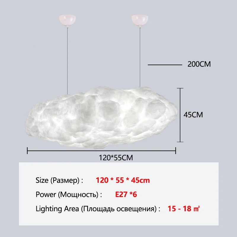 Modern white cloud chandelier with push button switch and E27 bulbs