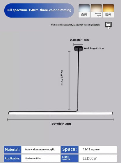 Aluminum Line Tube Pendant Light