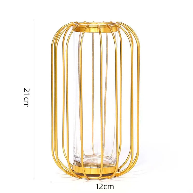 Nordic iron hanging tube vase rose gold office tabletop décor