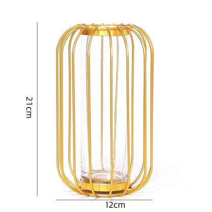 Nordic iron hanging tube vase rose gold office tabletop décor