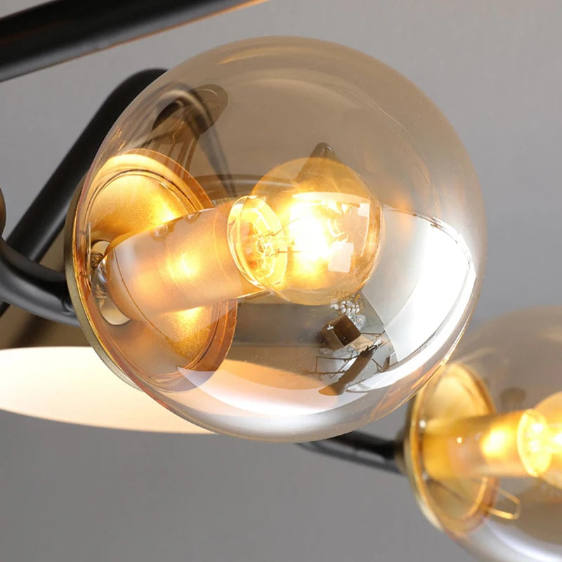 White glass linear chandelier with remote and app adjustable light color