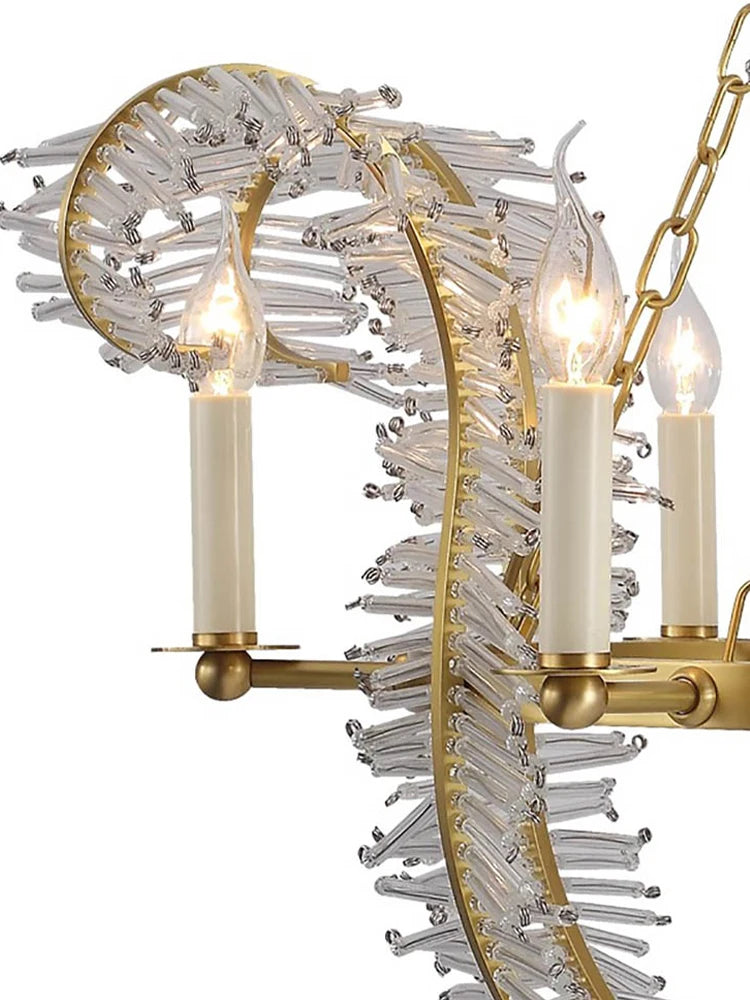 Semi flush mounted crystal chandelier with E14 LED bulbs included