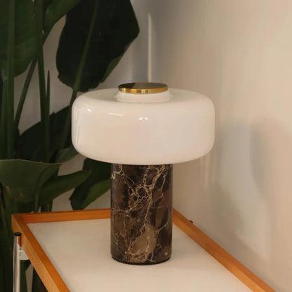 Jazz white marble table lamp sculptural glass shade bedroom display