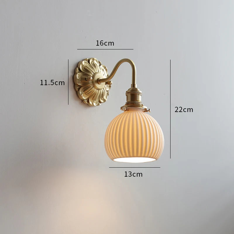 Copper Ceramic LED Bathroom Wall Sconce