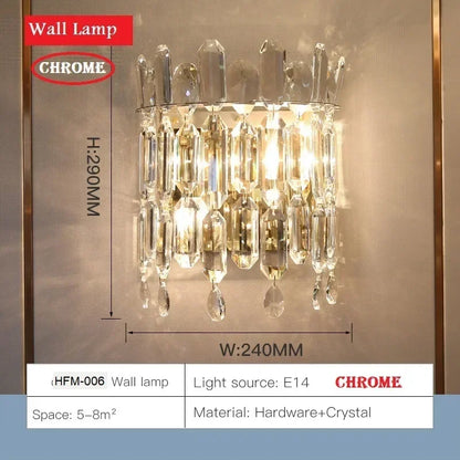 Chrome crystal wall light matching the brushed steel ring chandelier