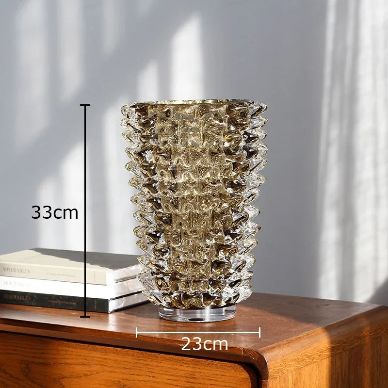 Textured Wrinkle Clear Glass Vase