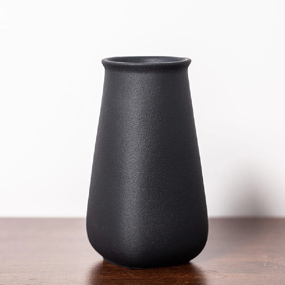 Style D frosted matte ceramic bud vase as a dining table place-setting flower accent