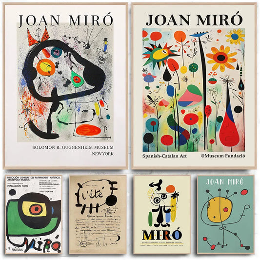 Joan Miro Abstract Vintage Art Canvas Wall Art