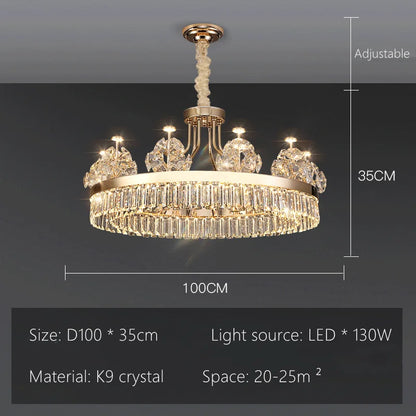 Two tier crystal chandelier combining 31.5 in and 23.6 in bodies