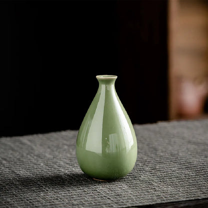 Style 02-D ceramic dried flower vase in neutral on Scandi styled shelf