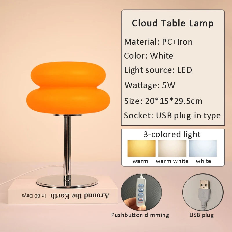 Macaron lamp overhead view showing soft LED mushroom cap from above