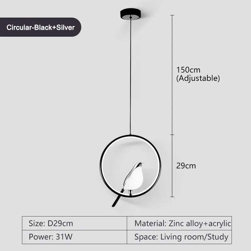 Magpie Bird LED Pendant
