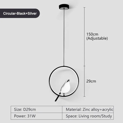 Magpie Bird LED Pendant