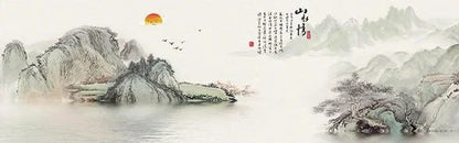 Chinese Landscape Panoramic Canvas Wall Art Print