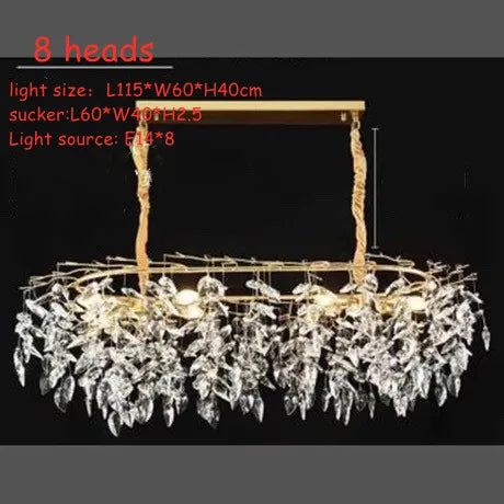Three color light crystal chandelier with chain pendant suspension