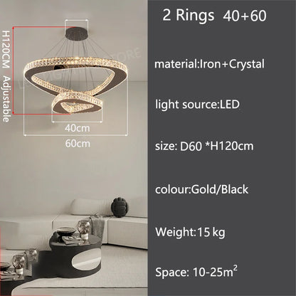 Single ring crystal chandelier, 39.4 in across, for a parlor