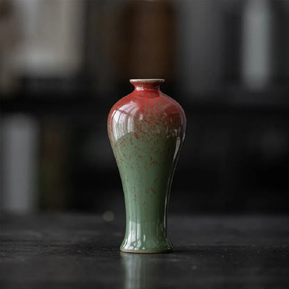 Close-up of simple ceramic glaze texture on small decorative flower vase