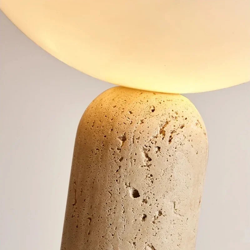 Danish mushroom lamp side profile stone base glass cap silhouette