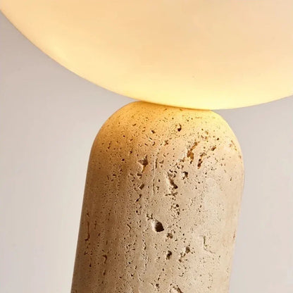 Danish mushroom lamp side profile stone base glass cap silhouette