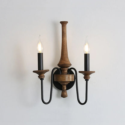 wood wall sconce, front view on white background