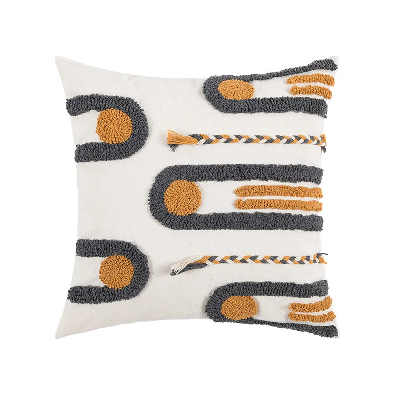 Bohemian Embroidered Tassel Pillow Cover — styling detail