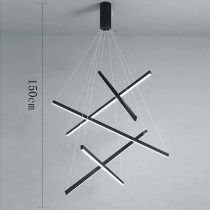 Nordic cascade chandelier in black metal with app adjustable color temperature