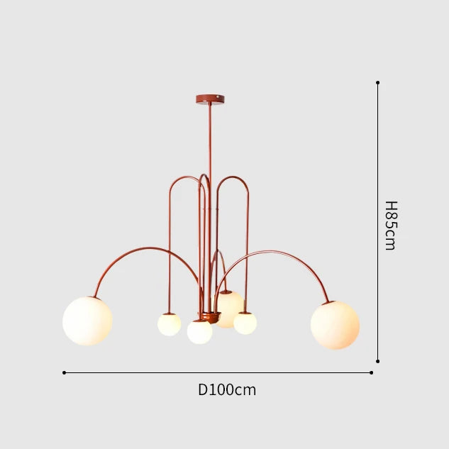 Black and gold arc chandelier at 41.3 in wide on a polished chrome frame