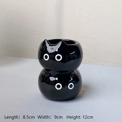 Ceramic Siamese cat flower vase flower arrangement décor