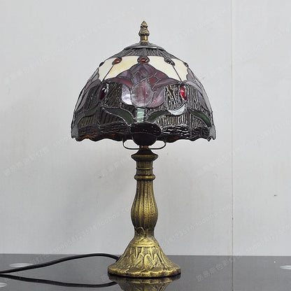 Tulip stained glass table lamp UK EU US plug variant options display