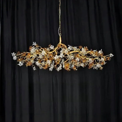 Branching metal arms set with cut crystal flowers, LED included