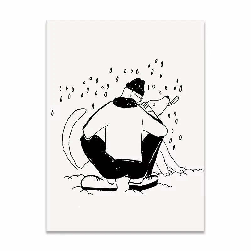 Korean Minimalist Anime Couple Canvas Wall Art