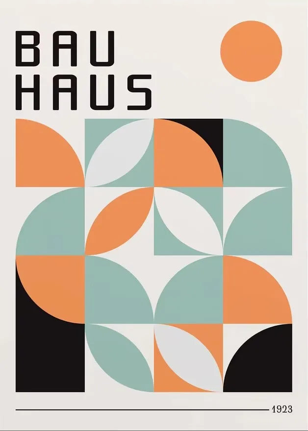Bauhaus geometric orange sunrise bicycle canvas wall art — variant view 10