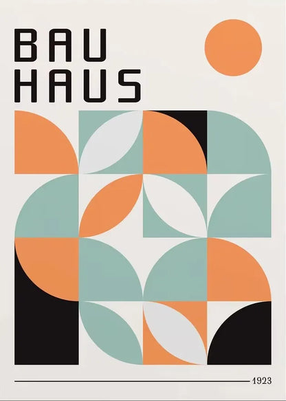 Bauhaus geometric orange sunrise bicycle canvas wall art — variant view 10