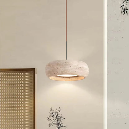Travertine Disc Pendant Light