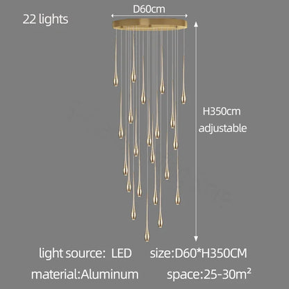 Twelve light gold chandelier for a double height living room