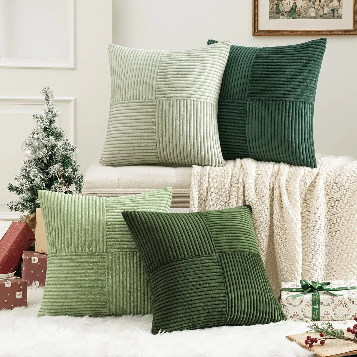 Striped Corduroy Throw Pillow Cover — detail