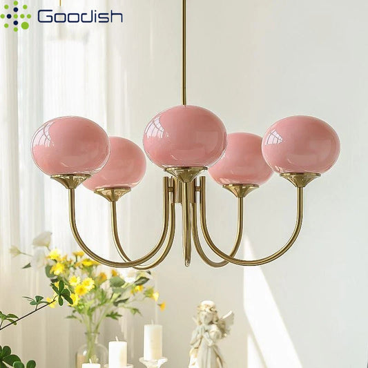Frosted glass ball chandelier with polished chrome frame and three globe shades