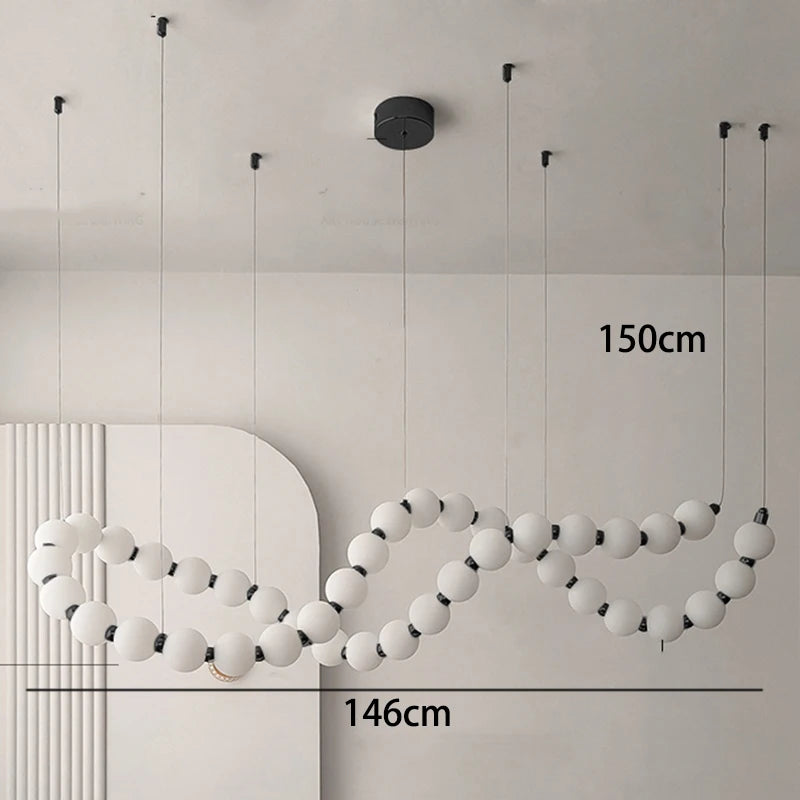 Linear strip chandelier with app and remote dimming in silver